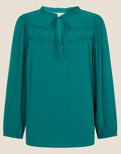 Lace Bib Blouse with LENZING™ ECOVERO™ , Teal (TEAL), large