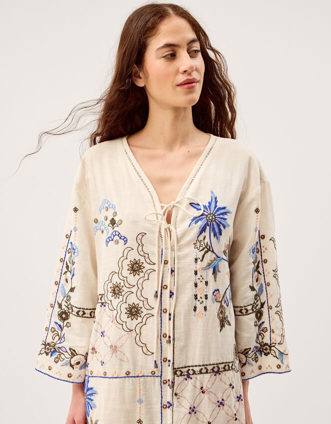Julie Embroidered Midi Kaftan, Ivory (IVORY), large