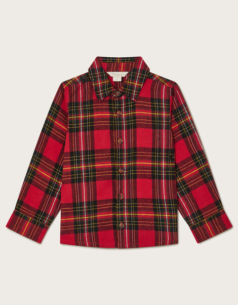 Long Sleeve Tartan Flannel Shirt, Multi (MULTI), large