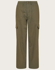 Cotton Twill Cargo Trousers, Green (KHAKI), large