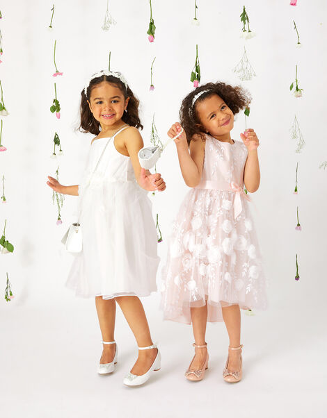 Blossom 3D Glitter Net Dress, Ivory (IVORY), large