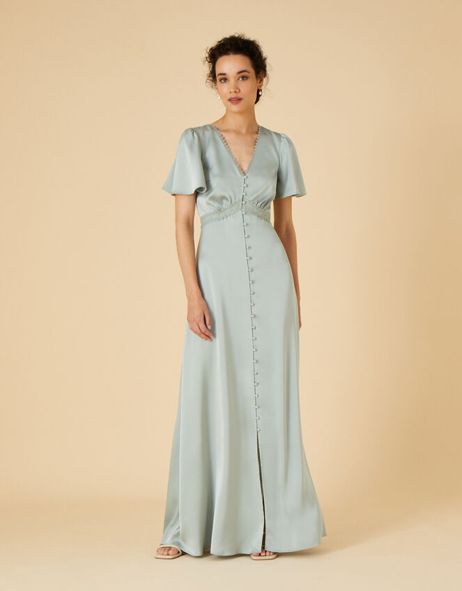 Ivy Satin Lace Maxi Dress, Green (GREEN), large