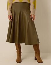 Dianne Faux Leather Midi Skirt, Green (GREEN), large