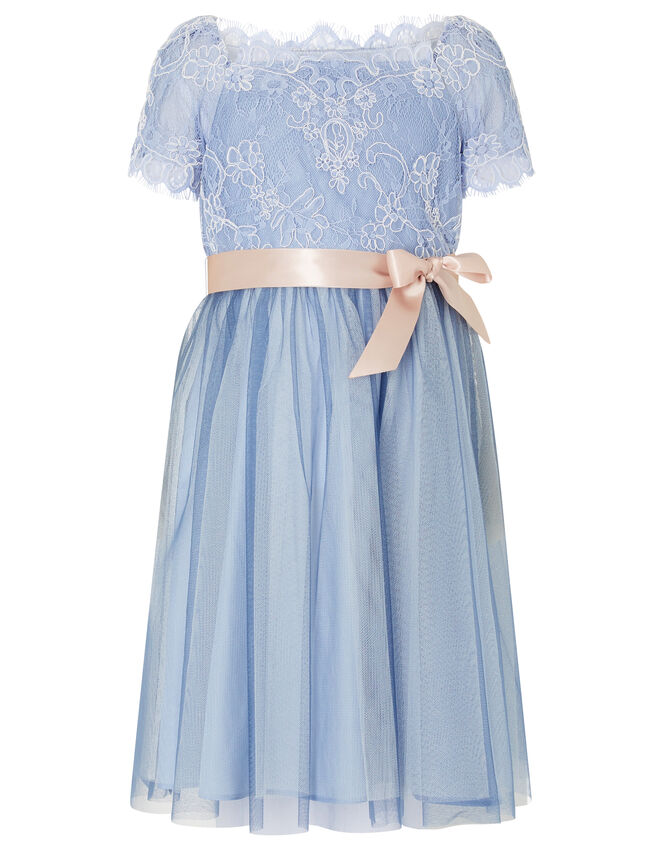Lace Bodice Off-Shoulder Dress, Blue (BLUE), large