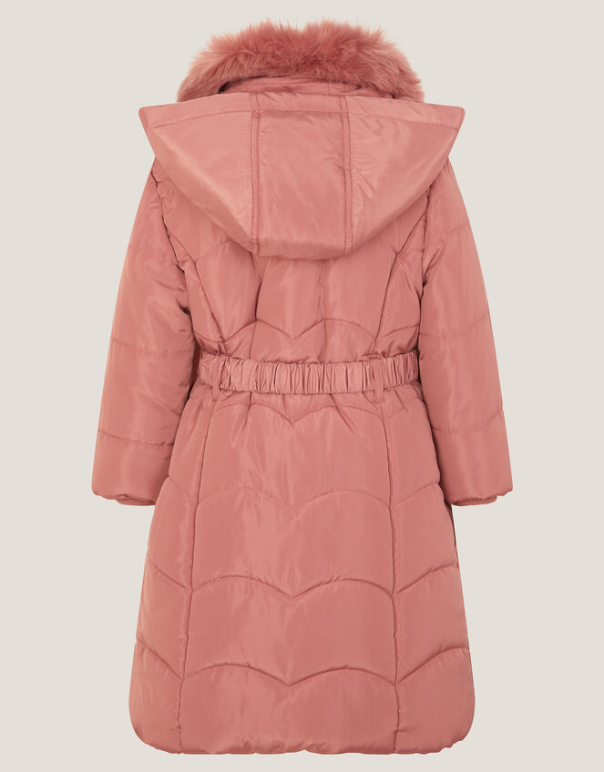 Belted Scallop Puffer Coat, Pink (PINK), large