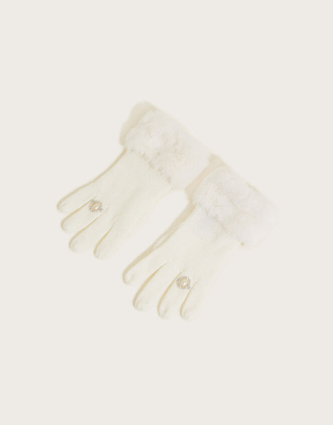 Pearl Ring Gloves, Ivory (IVORY), large