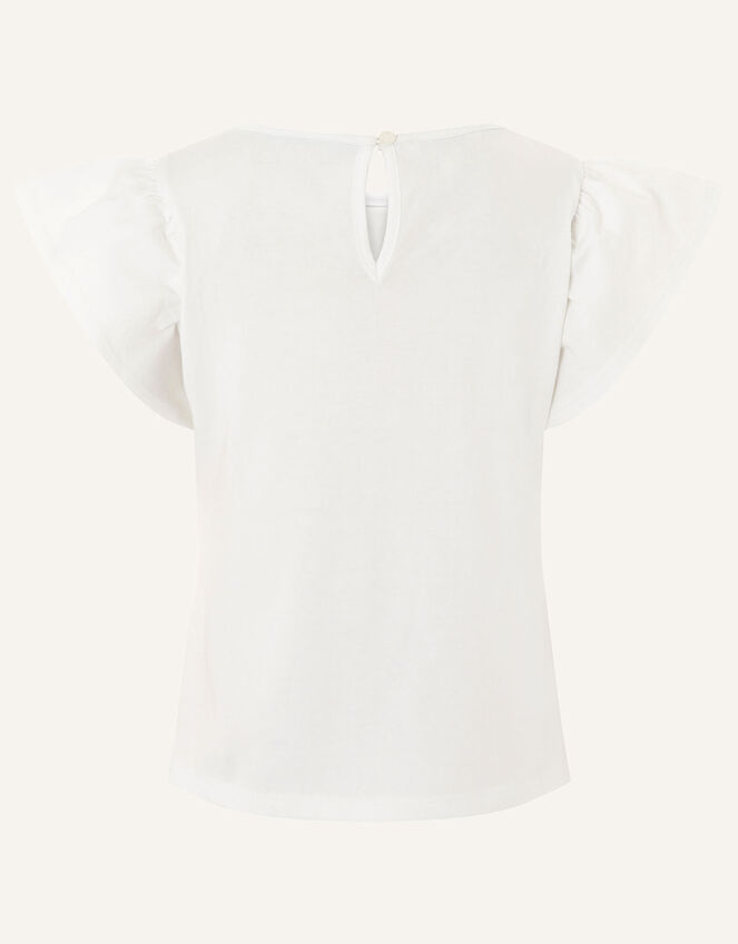 Gem Neckline T-Shirt , White (WHITE), large