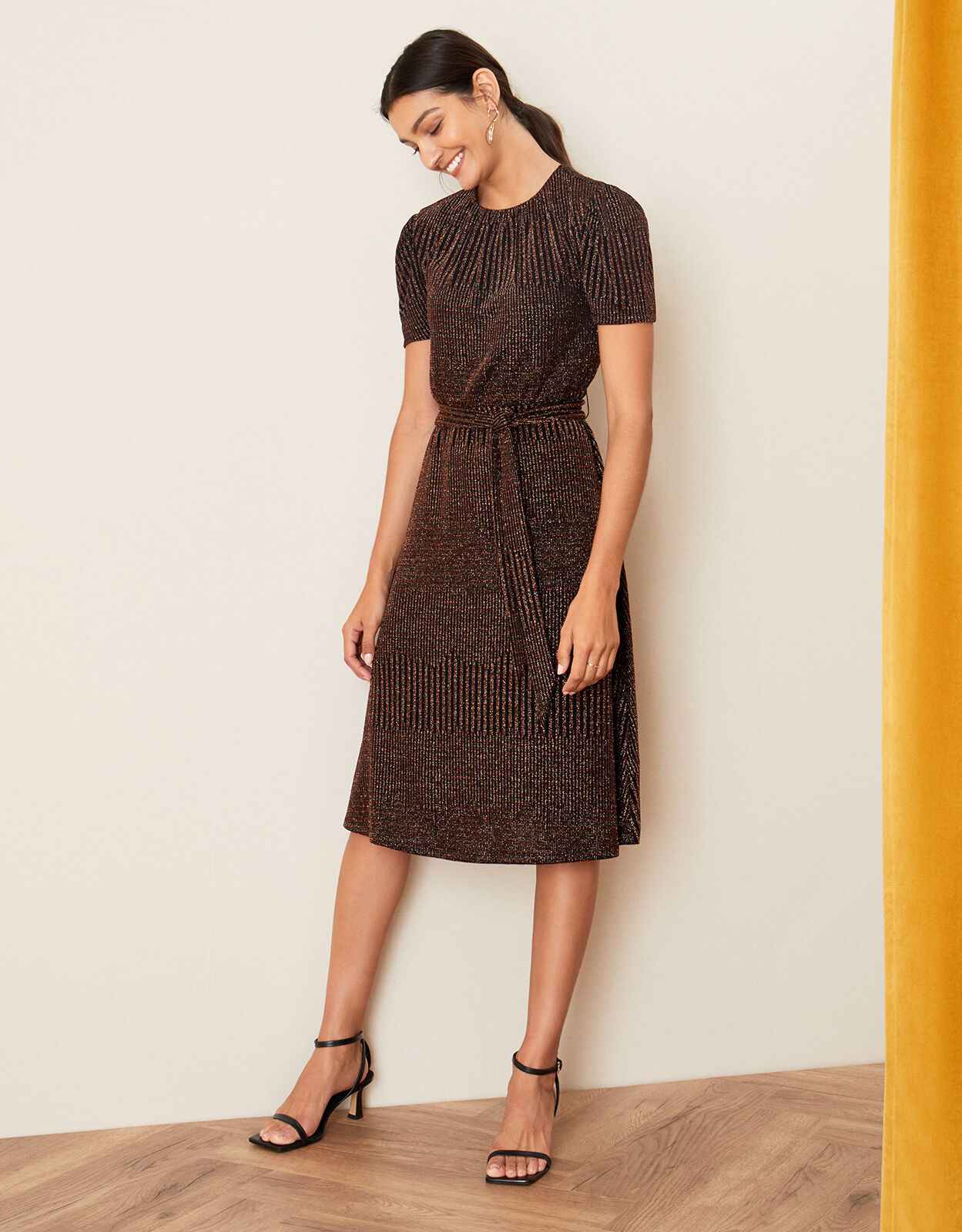 Felicity Metallica Flare Fit Dress Black