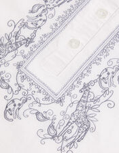 Kurta Embroidered Longline Shirt, Ivory (IVORY), large