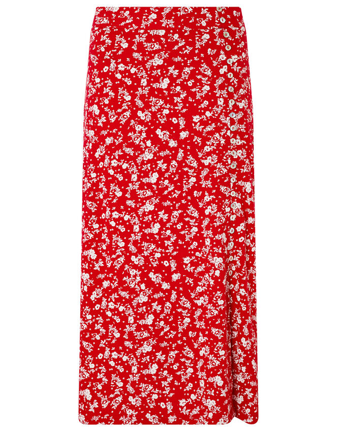 Natty Ditsy Floral Midi Skirt, Red (RED), large