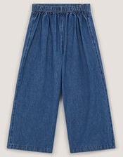 Embroidered Pocket Chambray Trousers, Blue (BLUE), large