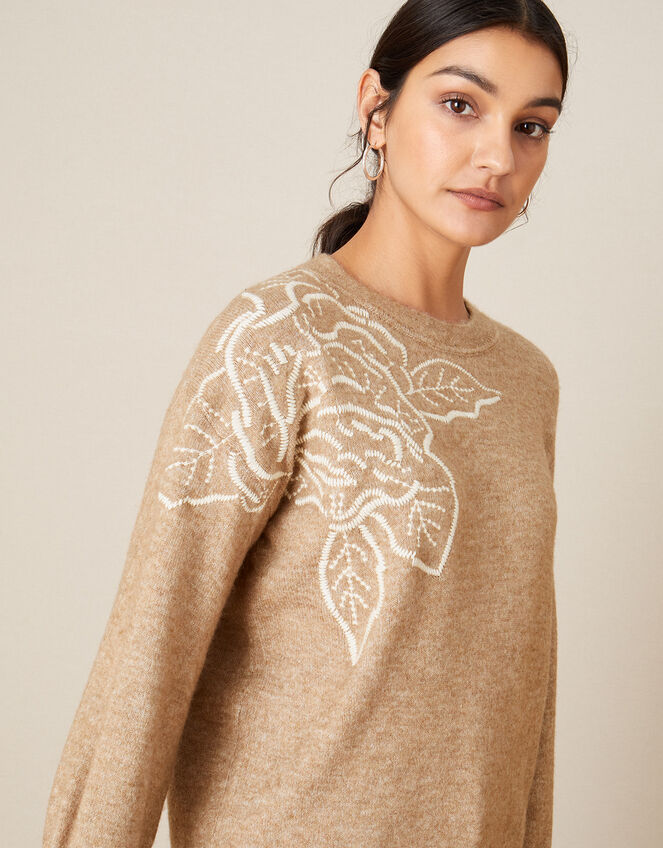 Floral Cornelli Jumper , Brown (MOCHA), large