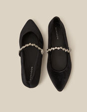Georgia Embellished Velvet Ballet Flats, Black (BLACK), large