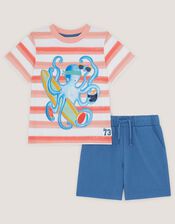 Octopus T-Shirt & Jersey Shorts Set, Orange (ORANGE), large