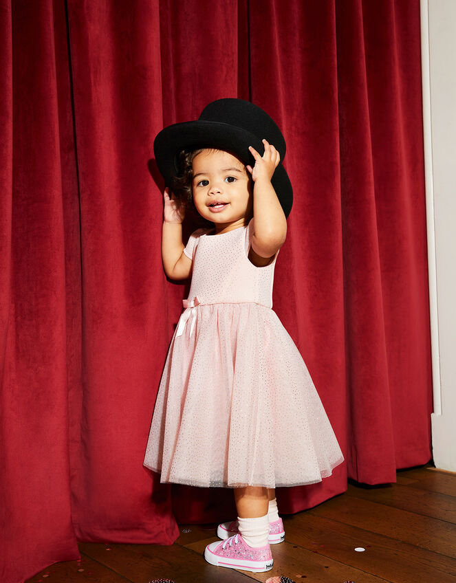 Baby Freya Scuba Glitter Dress, Pink (DUSKY PINK), large