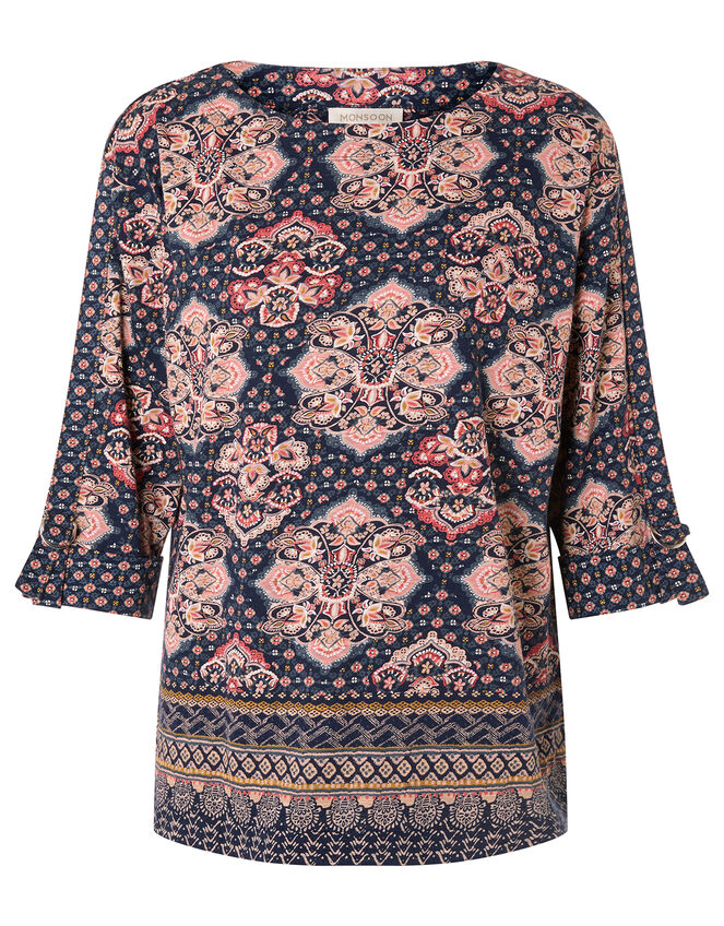 Rowan Heritage Print Top, Blue (NAVY), large