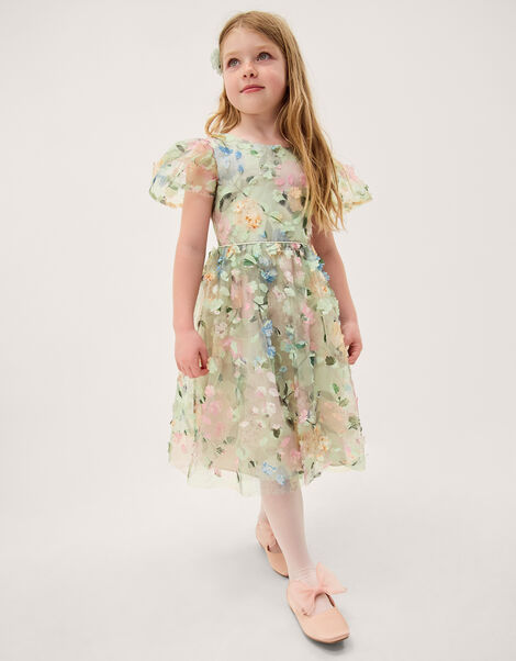 Eliza Floral Appliqu&eacute; Party Dress, Multi (MULTI), large