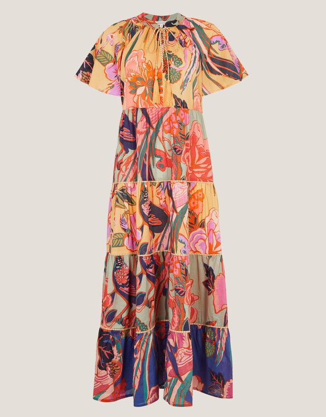 Carmen Floral Tiered Midi Dress, Multi (MULTI), large