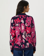 Abstract Flower Jacquard Jumper, Red (RED), large