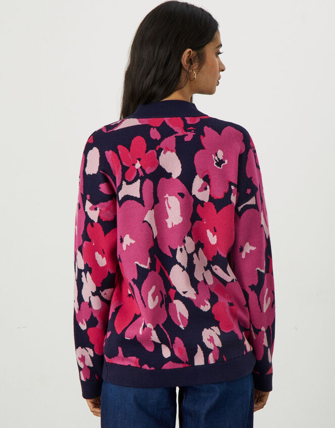 Abstract Flower Jacquard Jumper, Red (RED), large