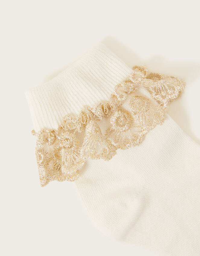 Sparkle Lace Socks, Ivory (IVORY), large