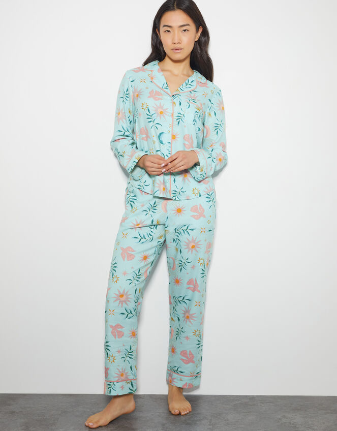 Celeste Celestial Print Pyjama Set, Teal (TEAL), large