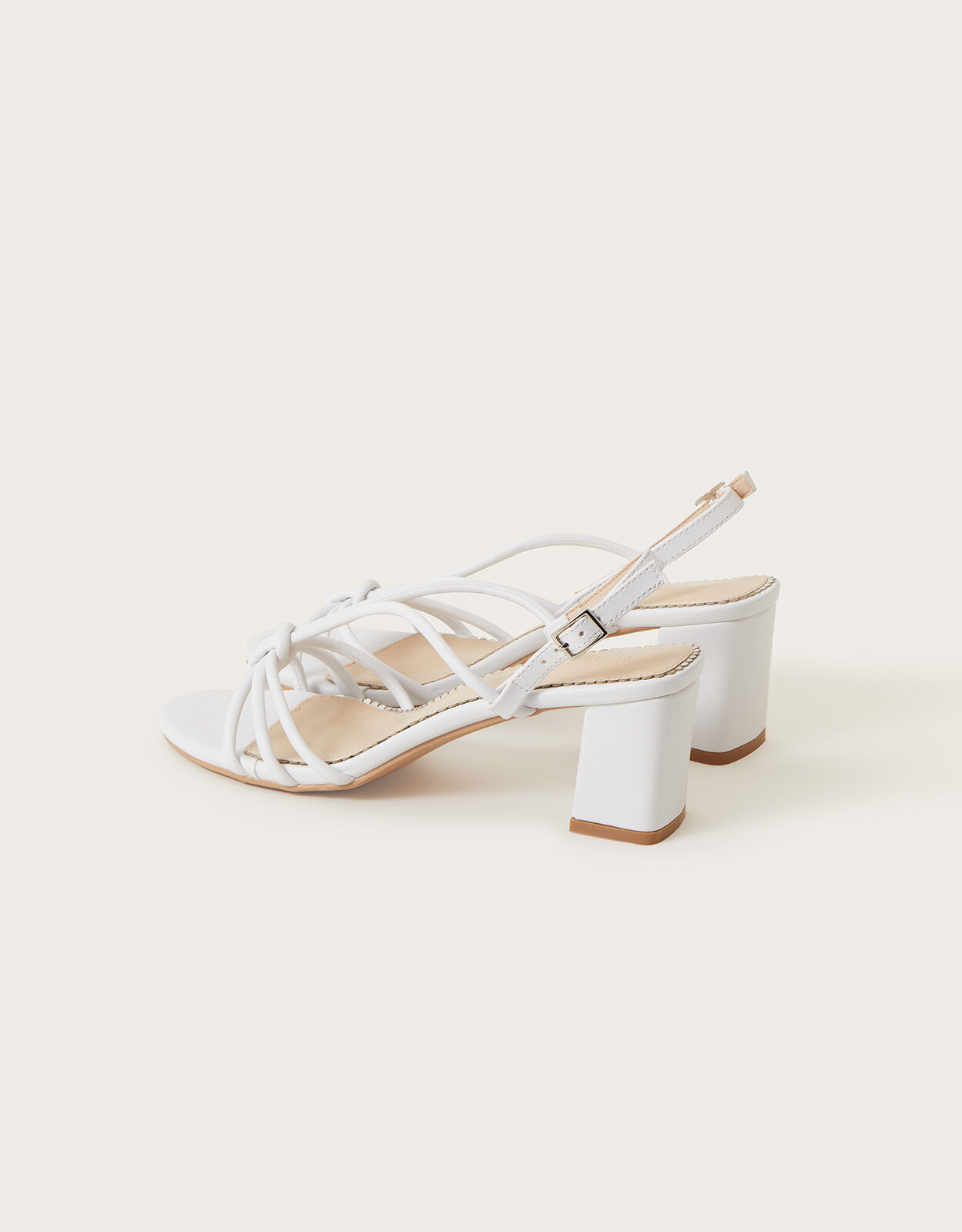 Strappy Block Heel Sandals Ivory