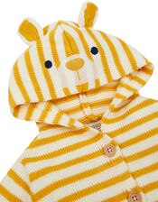 Newborn Bear Stripe Knit Cardigan, Yellow (MUSTARD), large
