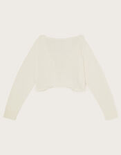 Flora Corsage Trim Cardigan, Ivory (IVORY), large