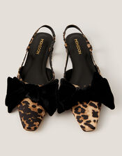Aria Bow Leopard Slingback Flats, Brown (BROWN), large