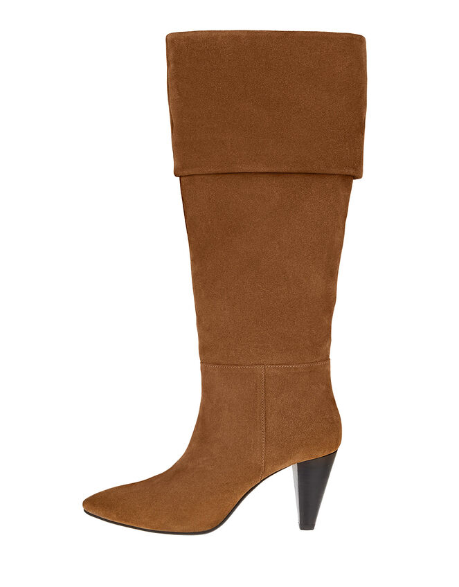Slouch Suede Thigh Boots, Tan (TAN), large