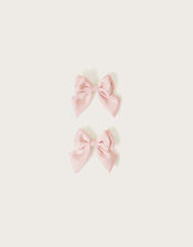 Poppy Satin Bow Clips Set of Two, , large