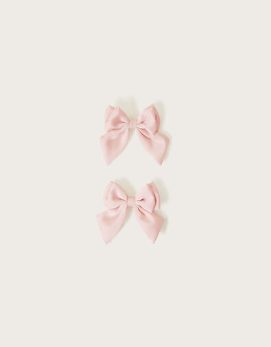 Poppy Satin Bow Clips Set of Two, , large