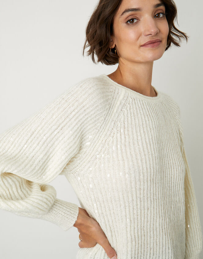 Isabel Sequin Raglan Jumper, Cream (CREAM), large