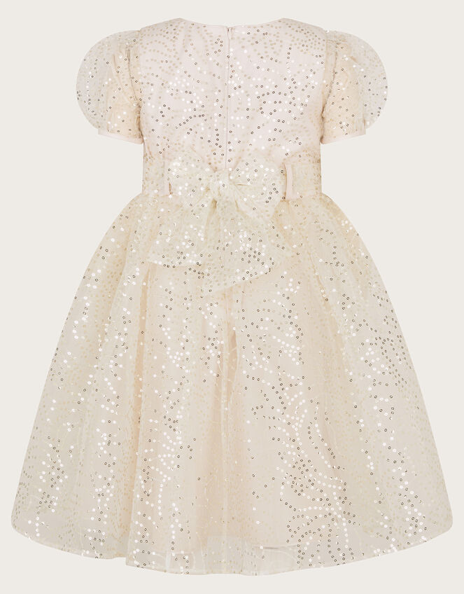 Clara Short Sleeve Sequin Dress, Natural (CHAMPAGNE), large