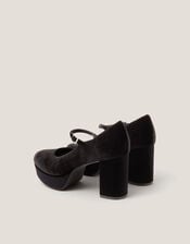 Polly Velvet Platform Mary Janes, Black (BLACK), large