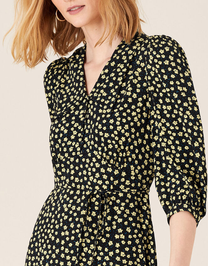Floral Collar Dress with LENZING™ ECOVERO™, Black (BLACK), large