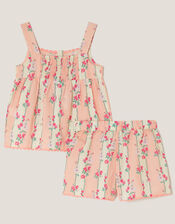 Floral Stripe Short Pyjamas Set, Cream (CREAM), large