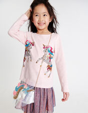 Sequin Unicorn Top in Organic Cotton , Pink (PINK), large