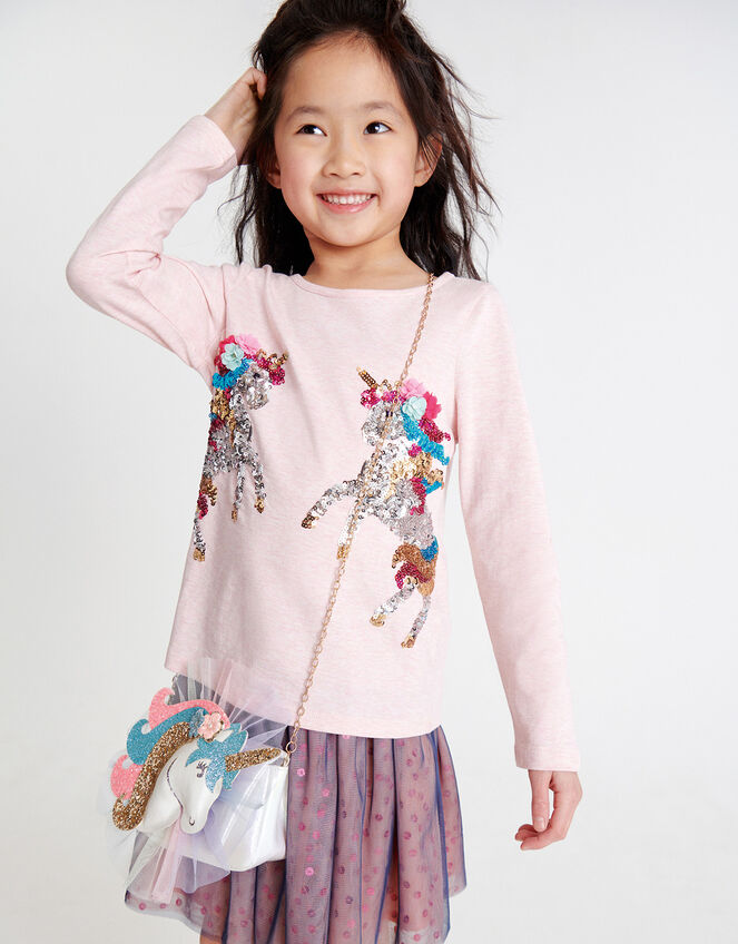 Sequin Unicorn Top in Organic Cotton , Pink (PINK), large