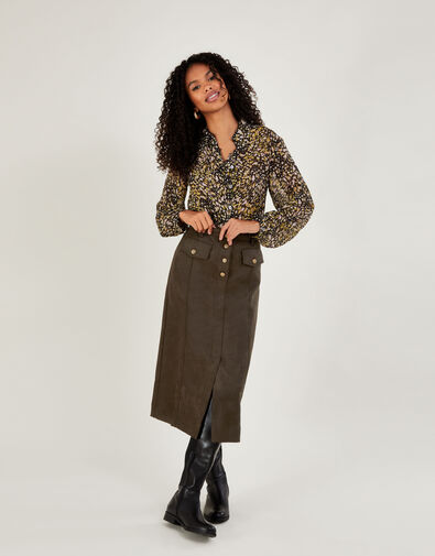 Kitty Metallic Print Blouse with Sustainable Viscose, Black (BLACK), large