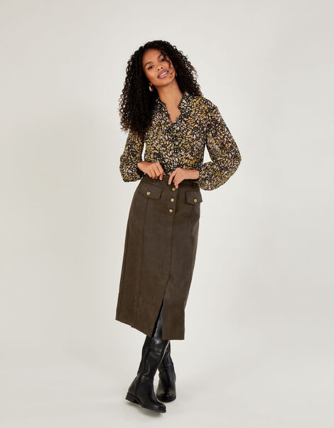 Kitty Metallic Print Blouse with Sustainable Viscose, Black (BLACK), large