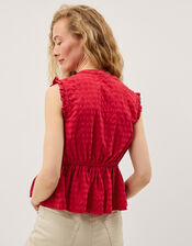 Bea Sleeveless Gingham Frill Top , Pink (PINK), large