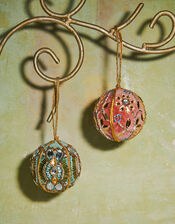 Velvet Embroidered Bauble , Pink (PINK), large