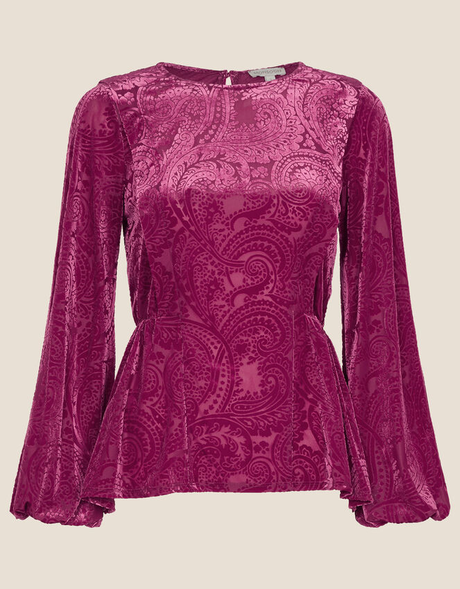 Pippa Paisley Peplum Top, Pink (PINK), large