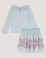 Mon Cheri Top & Mesh Disco Skirt Set, Blue (BLUE), large