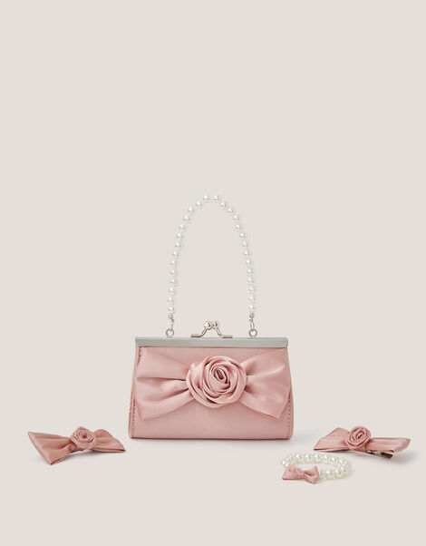 Bridesmaid Rosette Bag & Accessories Set, Pink (PALE PINK), large