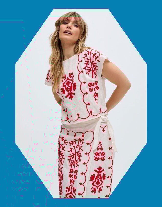 Raffya Freya Embroidered Top, Multi (MULTI), large