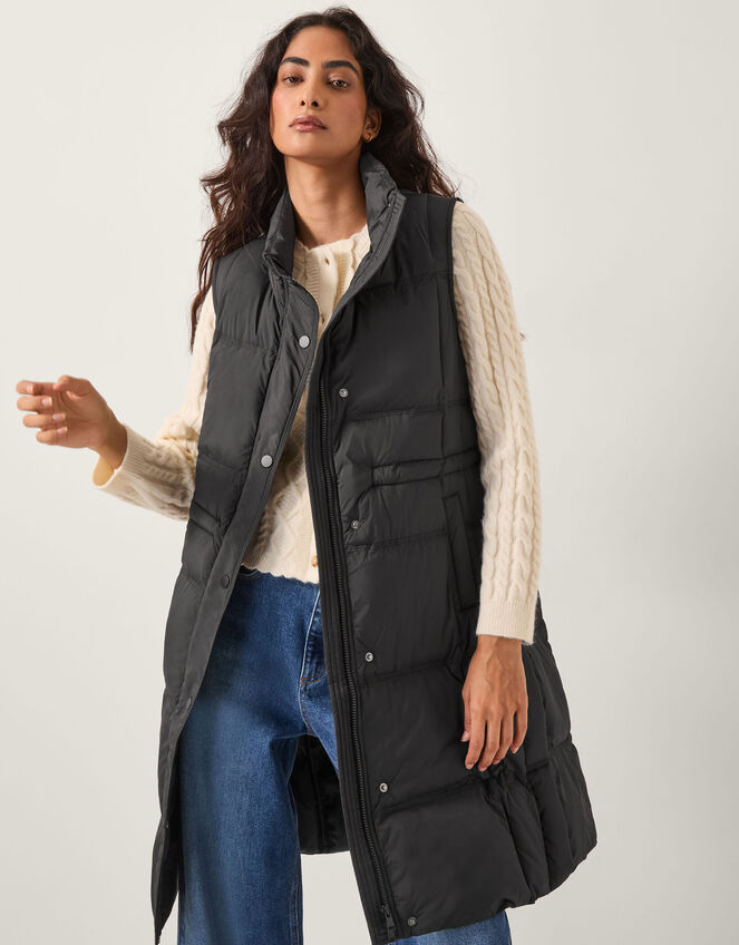 Nelly Long Padded Gilet, Black (BLACK), large