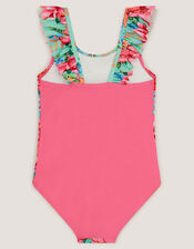 Tropical Floral Frill Swimsuit, Pink (PINK), large